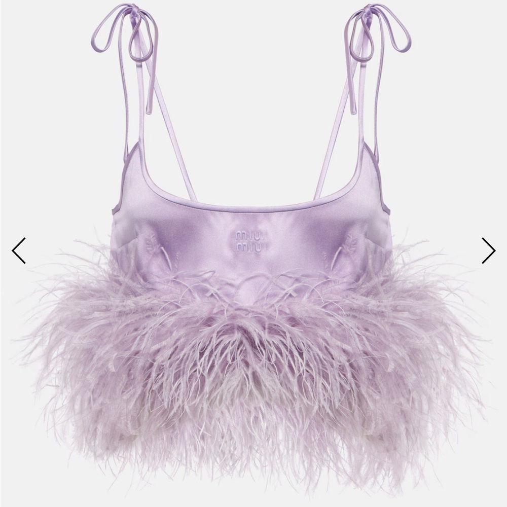 Miu Miu cream orange Feather-Embellished Bralette